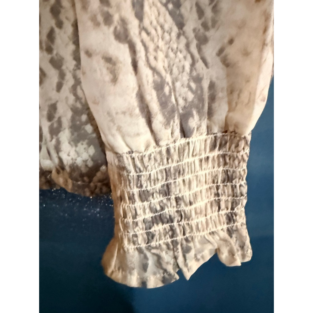 Women's Japna Blouse S Beige Gray Snake Print Long Sleeve - Picture 5 of 5